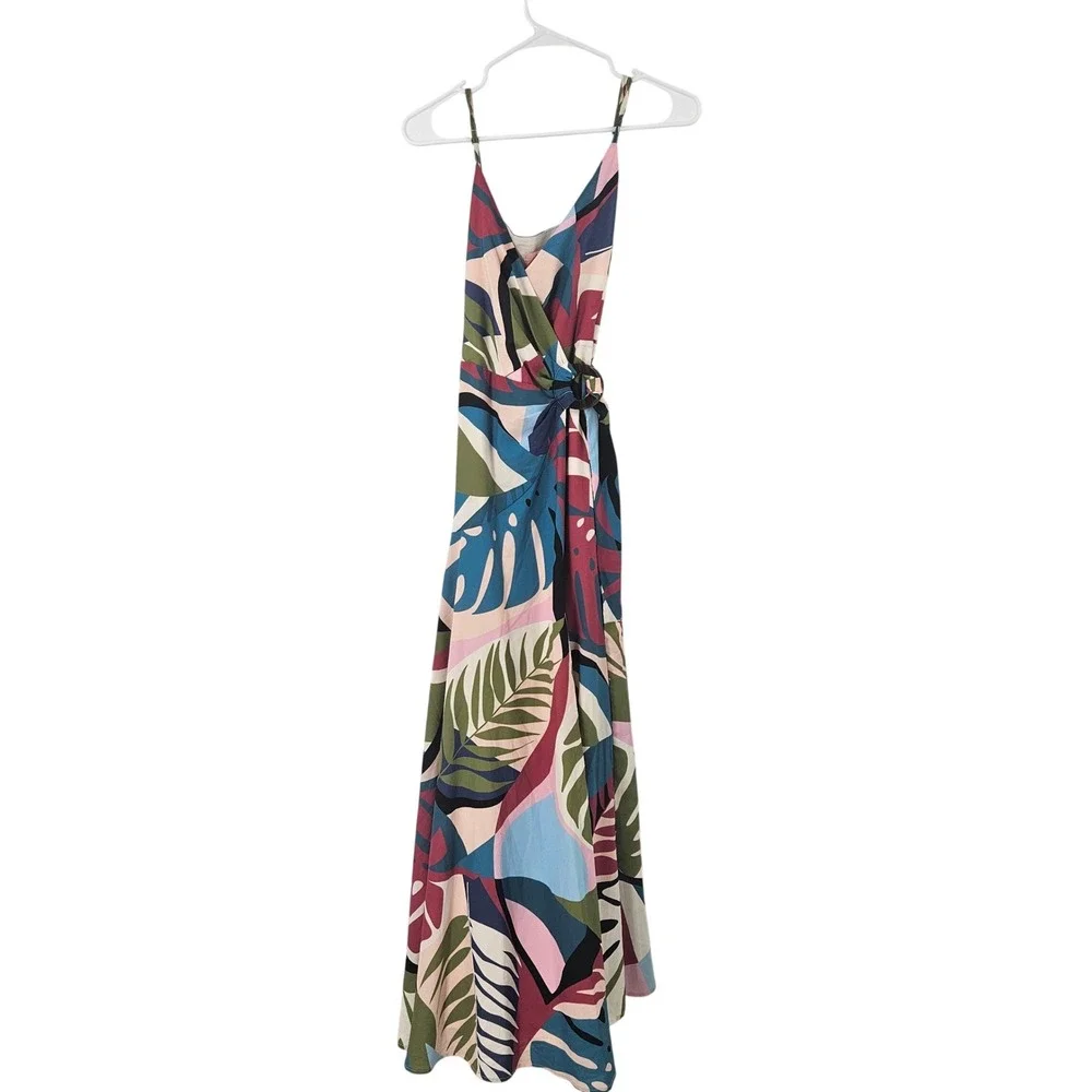 Hutch Anthropologie Sohla Wrap Maxi Dress Multi Tropical Wedding Guest Maxi Sz M - Picture 2 of 16